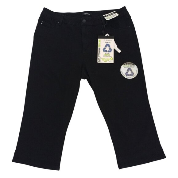 D.Jeans Women's Plus Size Stretch Cotton Blend Capri Pants Black 20W. - Picture 1 of 6